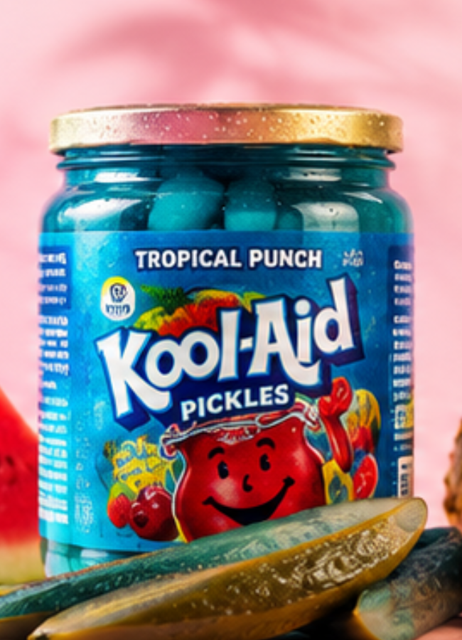 Tropical Punch Kool-Aid flavored pickle