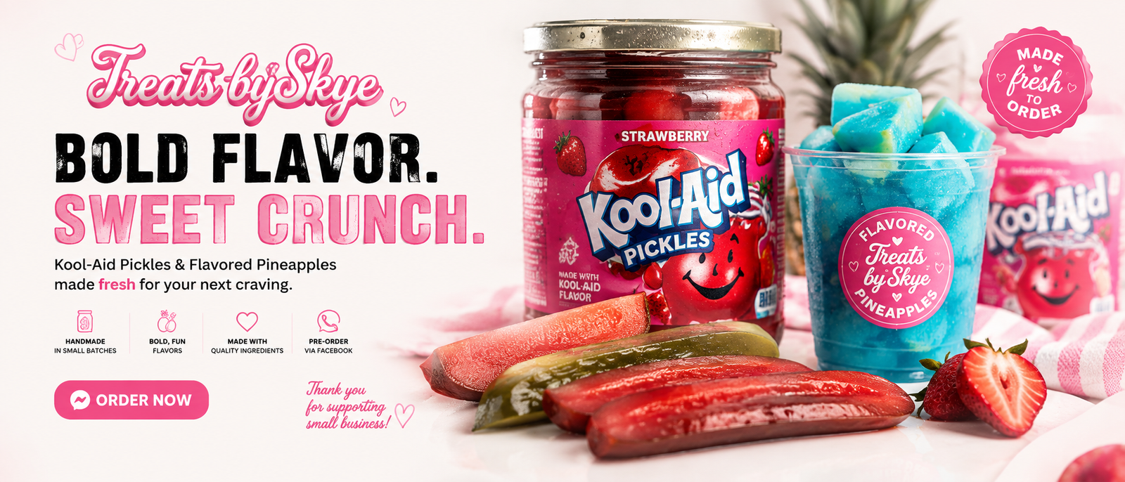 Treats by Skye promo graphic — Bold Flavor, Sweet Crunch